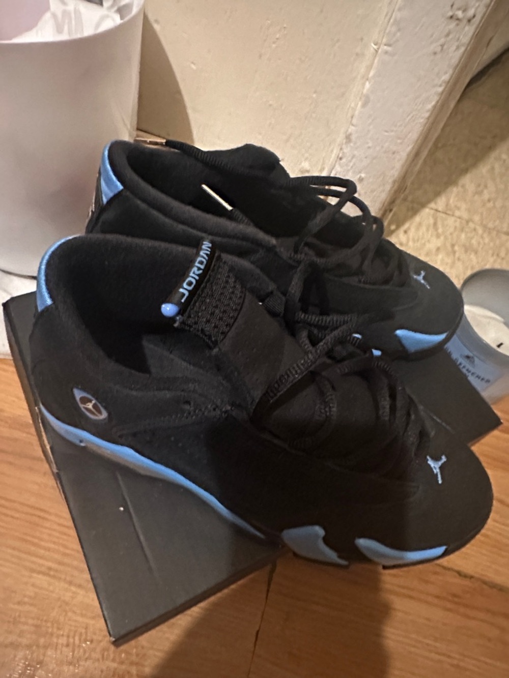 Jordan Kids' Black and Light Blue Low-Top Sneakers